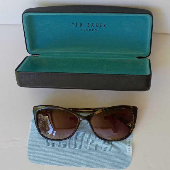 Ted Baker Sunglasses B587 Tortoise With Gold Complete Authentic Case Cloth EUC main image 11